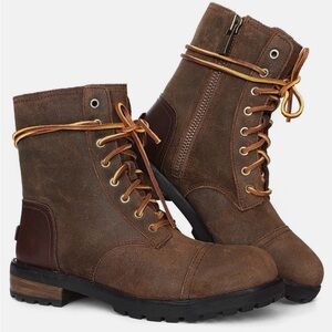 Brown Suede Lace-Up Boots
